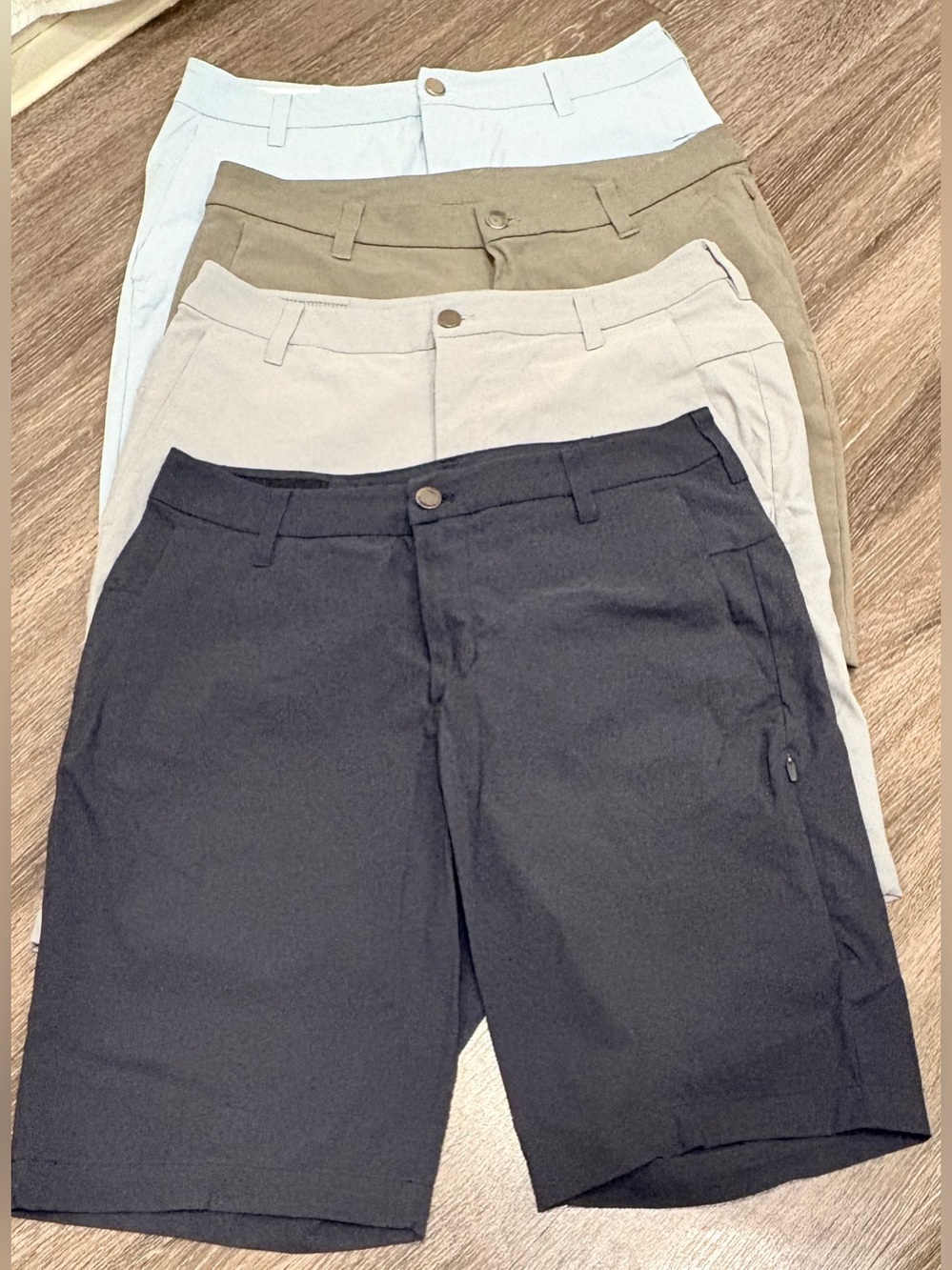 Lululemon Men's Bundle Chino Shorts Black, Khaki, Light Gray, Light Blue Size 31